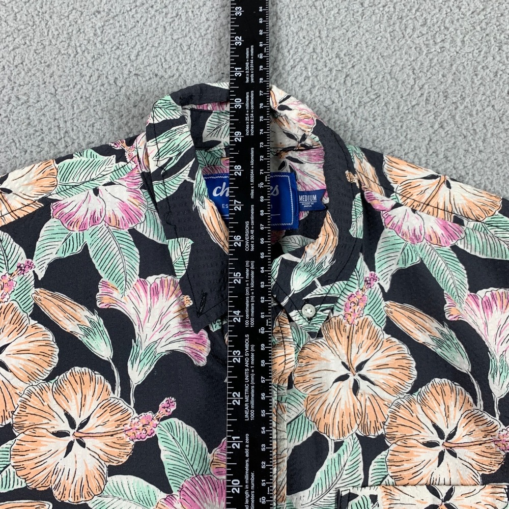 Chubbies Shirt Mens Medium Black Pink Floral All Over Nylon Stretch Short Sleeve - Picture 10 of 13